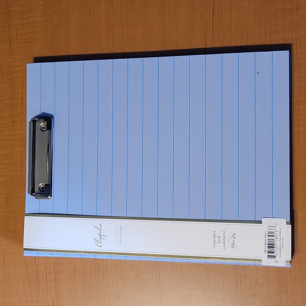 NWT Blue Sky clipfolio clipboard notepad